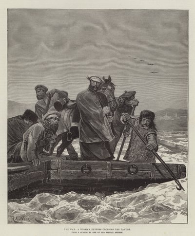 ドナウ川を渡るロシア急行、戦争 作： Richard Caton Woodville junior